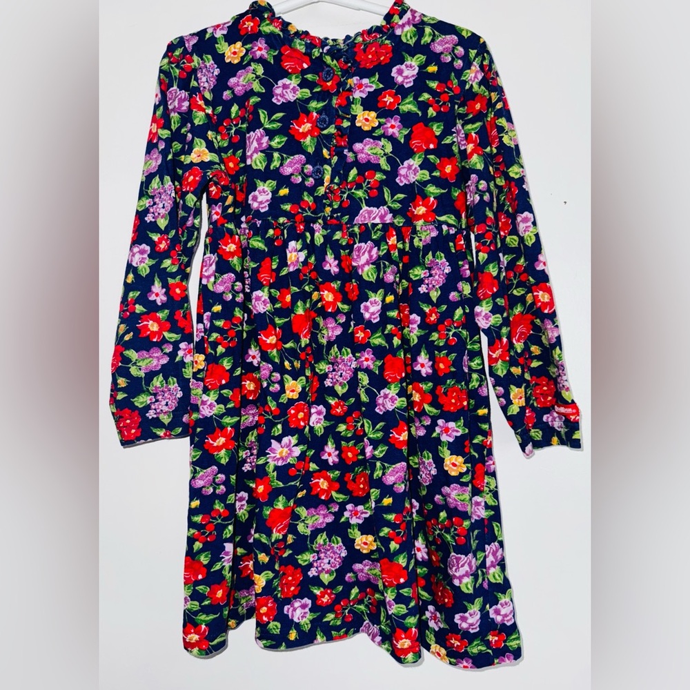 Rare Vintage OshKosh B'gosh Girls 6 Purple Floral Long Sleeve Dress USA 80s 90s